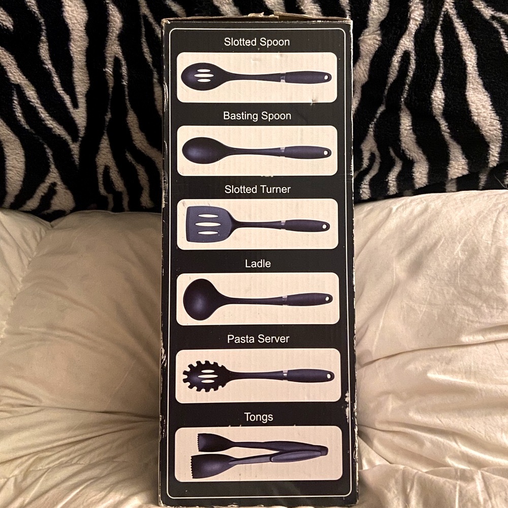 6-Piece Black Kitchen Utensil & Ceramic Canister Included In This Collection Set